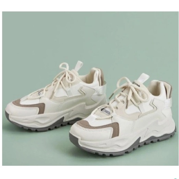 K K Xinnou tennis shoes Color Block Chunky Platform Sneakers Size 1 Women 5 - Picture 1 of 16